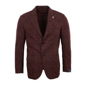 NEW LARDINI men's burgundy plaid stretch blazer in burgundy